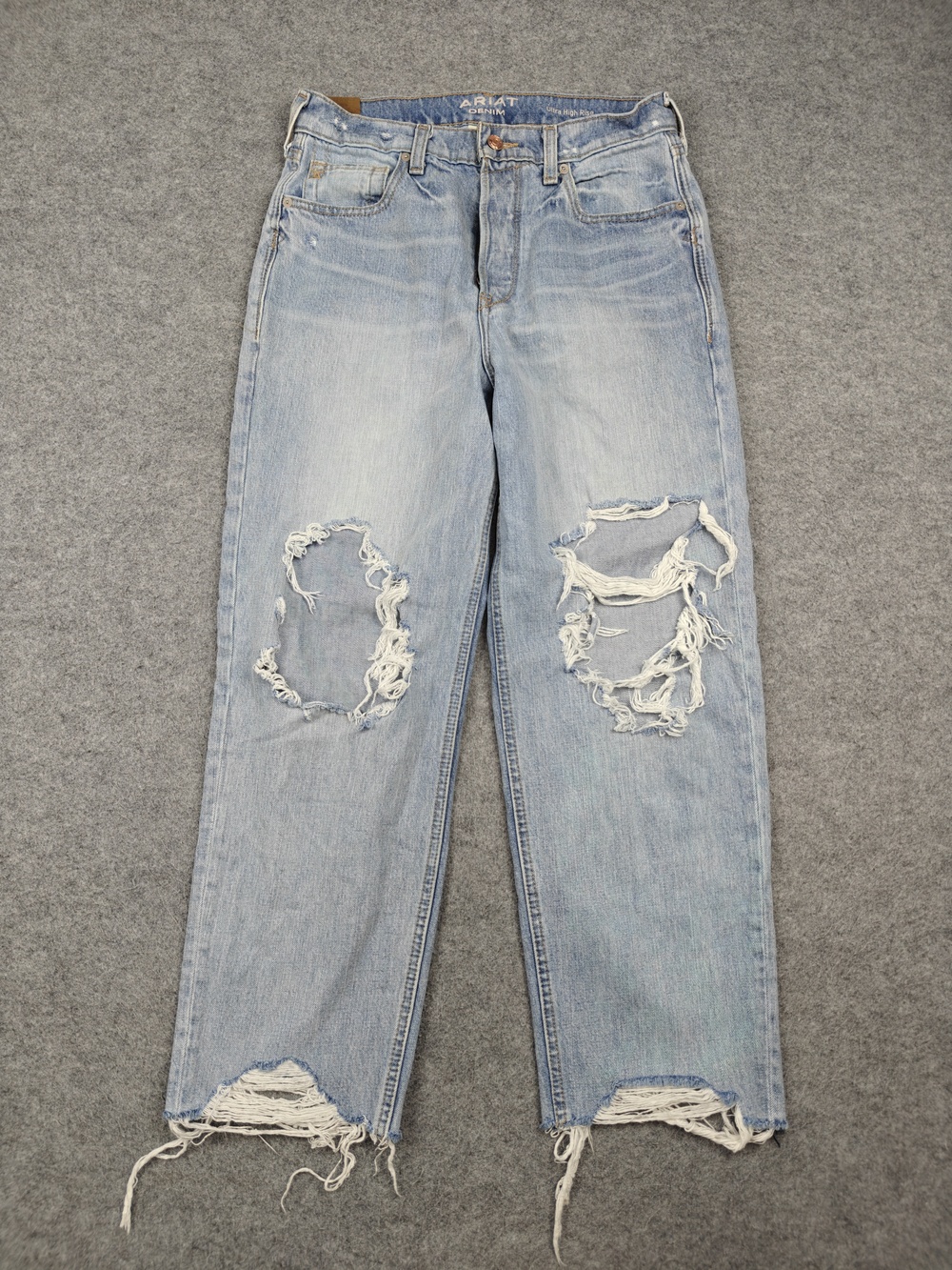 Ariat Jeans Womens 28 Blue Light Wash Tomboy Straight Ultra High Rise Distressed